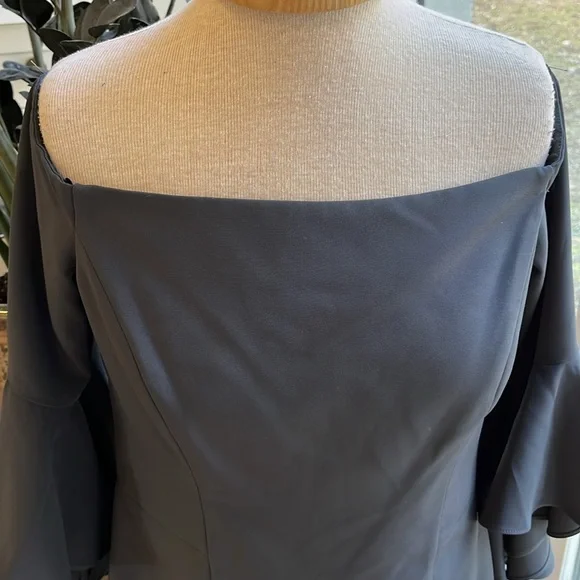 EUC Milly dress off/at the edge of the shoulder flutter sleeve in steel grey - Picture 2 of 11